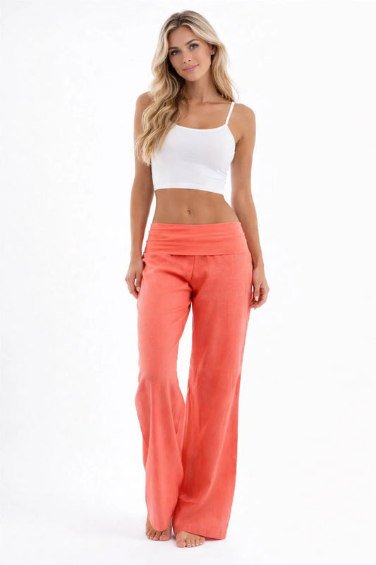 Coral Foldover Trousers
